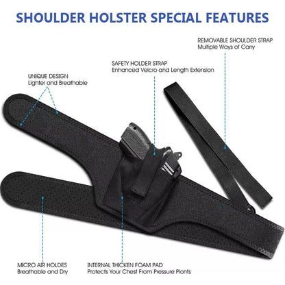 Holster Universel 3-en-1 Néoprène – Épaule, Ceinture & Cuisse, Compatible MOLLE | Droitier | Tailles M, L, XL - BLACKBEARD OUTDOOR INDUSTRIES