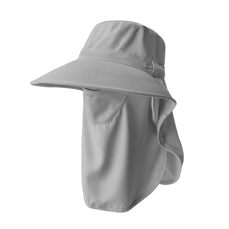 Bob cagoule femme anti-UV à large bord avec voile amovible