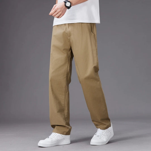 Pantalon Homme Grande Taille Coton – Coupe Droite Casual Été M à 6XL