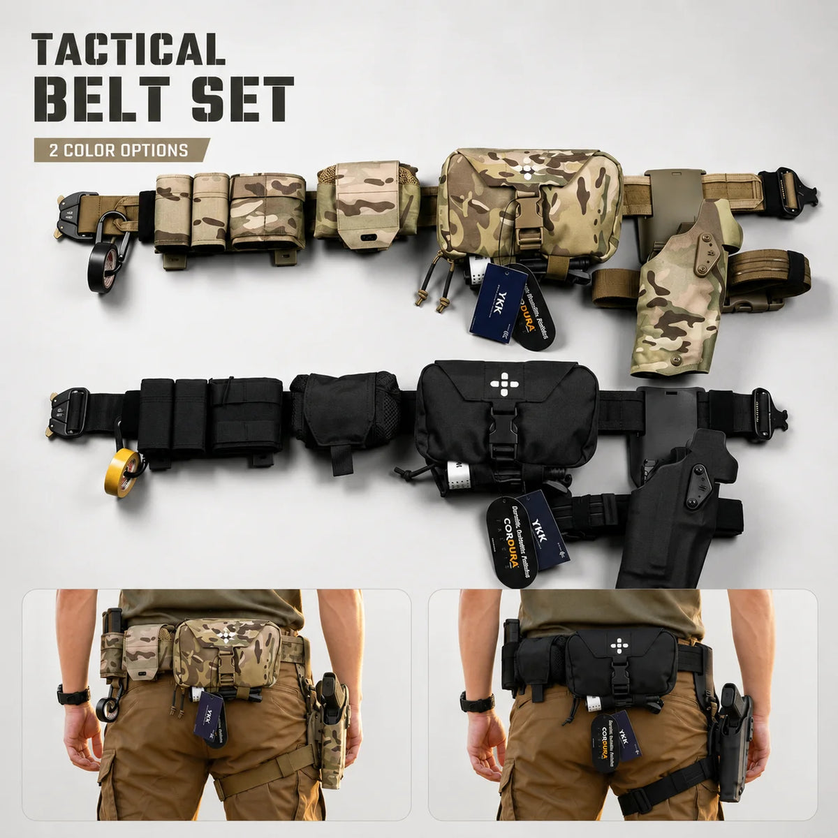 Ceinturon Tactique MOLLE Décrochage Rapide - Holster et Sangle de Cuisse