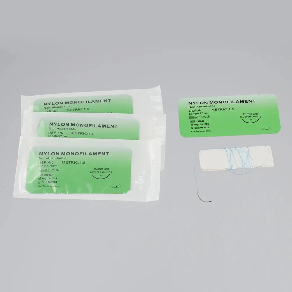Kit de Sutures Médicales 4/0 – 10 à 100 pièces | Fils Monofilaments Nylon, Soie, Polypropylène, Polyester pour Exercices de Suture Ma boutique