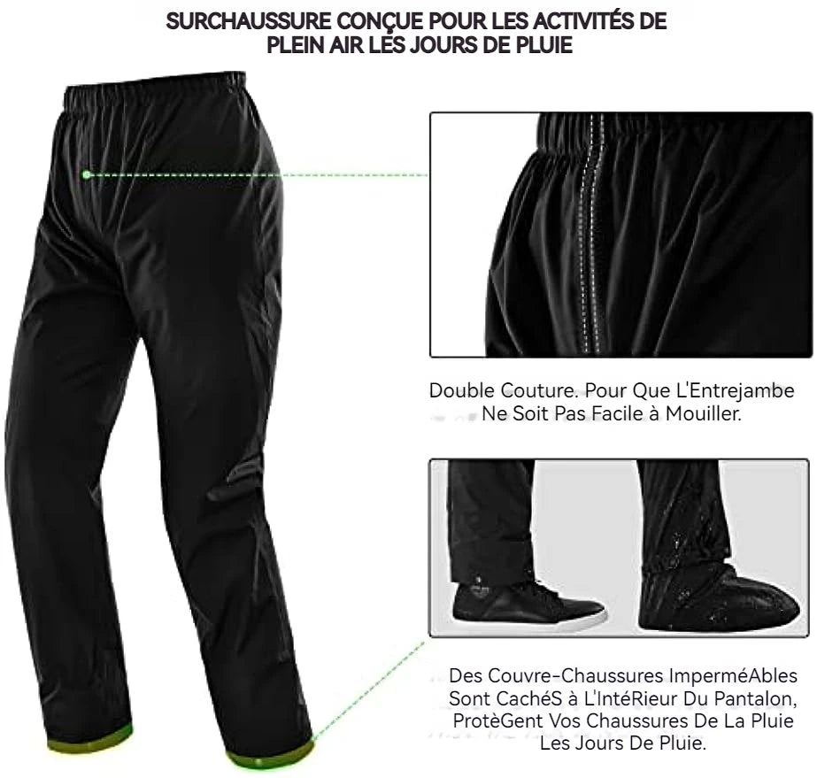 Combinaison Pluie Moto Imperméable 2 Pièces — Veste + Pantalon | Vert & Orange | M à XXXL - BLACKBEARD OUTDOOR INDUSTRIES