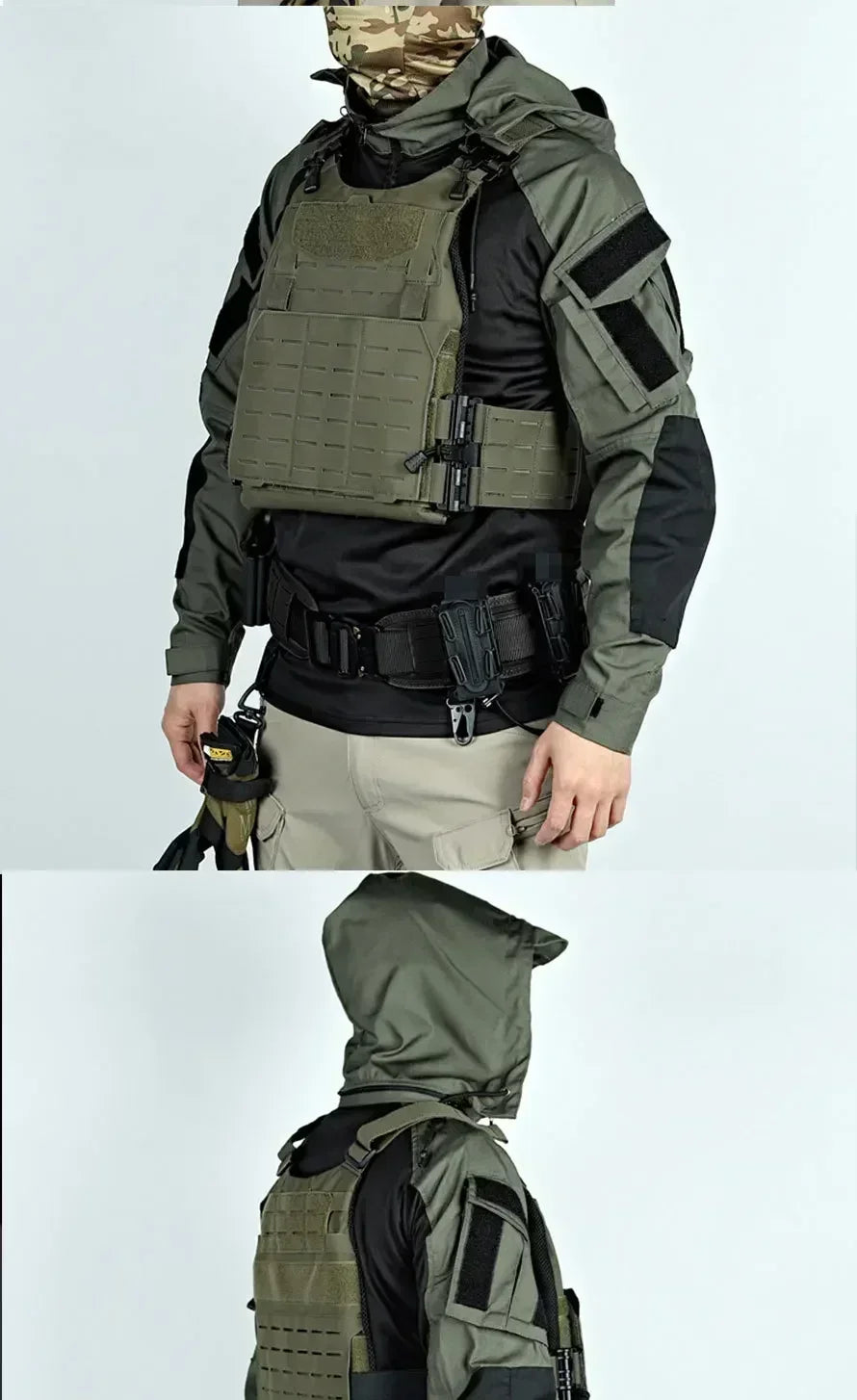 Chemise tactique unisexe manches longues – T-shirt respirant à capuche camouflage pour chasse, entraînement et paintball - BLACKBEARD OUTDOOR INDUSTRIES