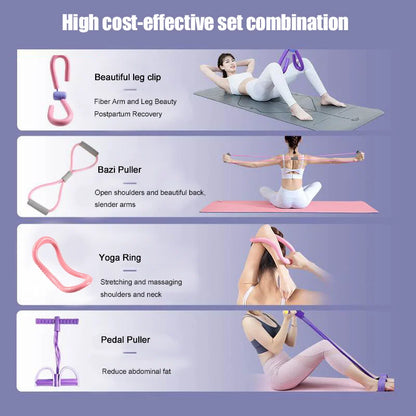 Kit yoga et fitness 5 pièces avec élastiques et accessoires