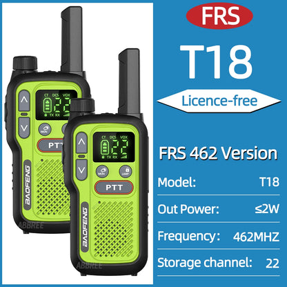 Pack 2 Talkies-Walkies PMR/FRS Sans Licence – Double PTT, VOX, USB-C, Alerte Météo