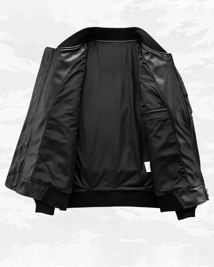 Blouson Bomber Techwear Homme en Similicuir - Oversize Multipoches