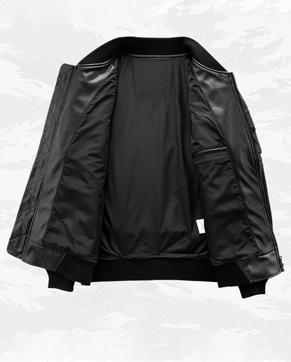 Blouson Bomber Techwear Homme en Similicuir - Oversize Multipoches