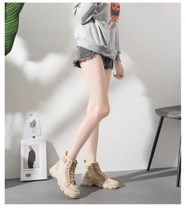 Bottines Femme en Toile – Style Désert & Moto – Hautes, Plates et Tendance – UXST - BLACKBEARD OUTDOOR INDUSTRIES