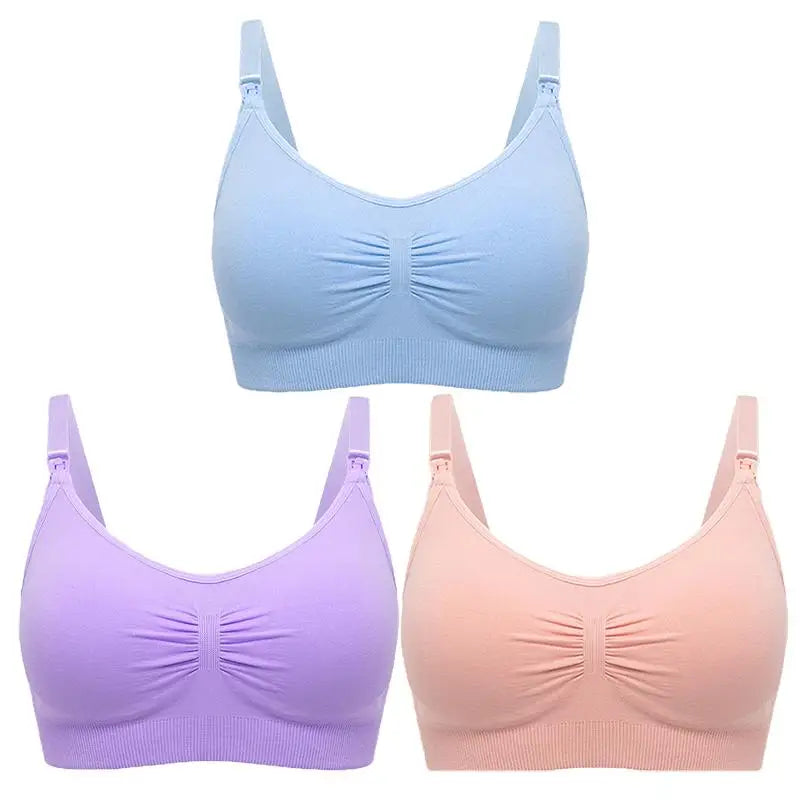 Lot de 3 Soutiens-Gorge d'Allaitement Maternité – Sans Armature, Grande Taille, Respirant