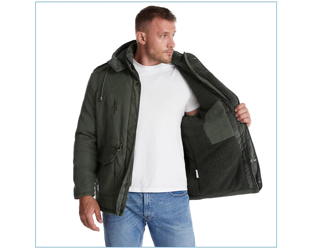 Veste d’Hiver Chaude Homme – DIMUSI Veste Tactique Épaissie | Polaire Doublée | Multi-poches | Coupe-Vent | Capuche | Mode & Outdoor - BLACKBEARD OUTDOOR INDUSTRIES