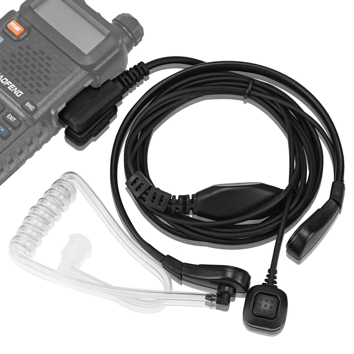 Oreillette Tactique PTT 2 Broches – Compatible Baofeng, Kenwood, TYT, Wouxun
