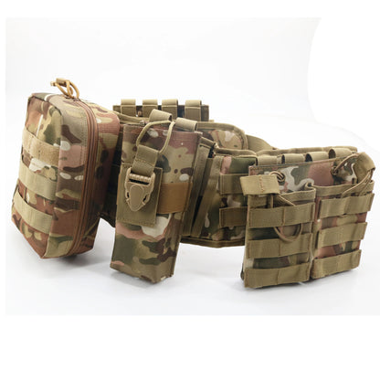 Kit Ceinture Tactique MOLLE Multifonction + Sacoche de Taille – Oxford 900D Camouflage