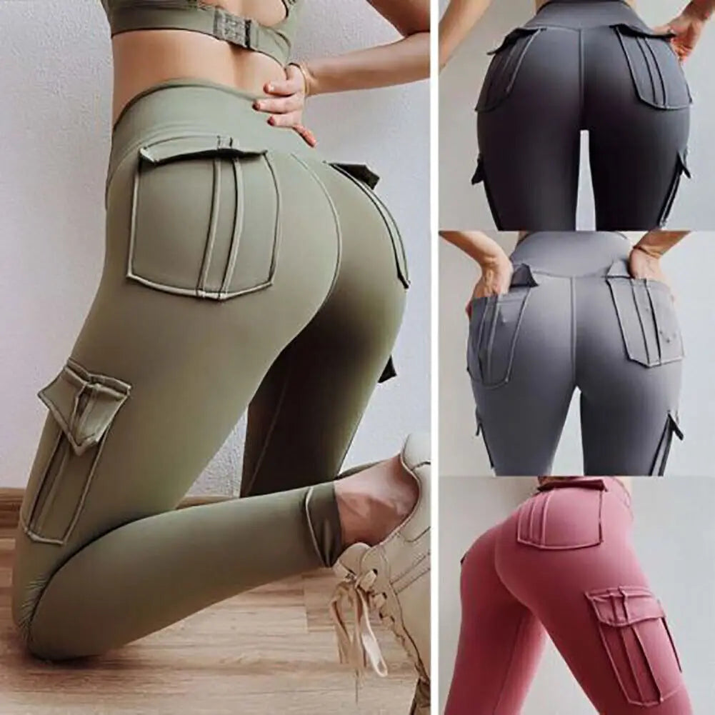 Legging cargo femme taille haute avec poches