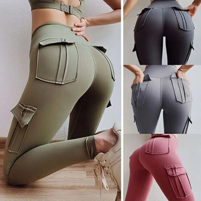 Legging cargo femme taille haute avec poches