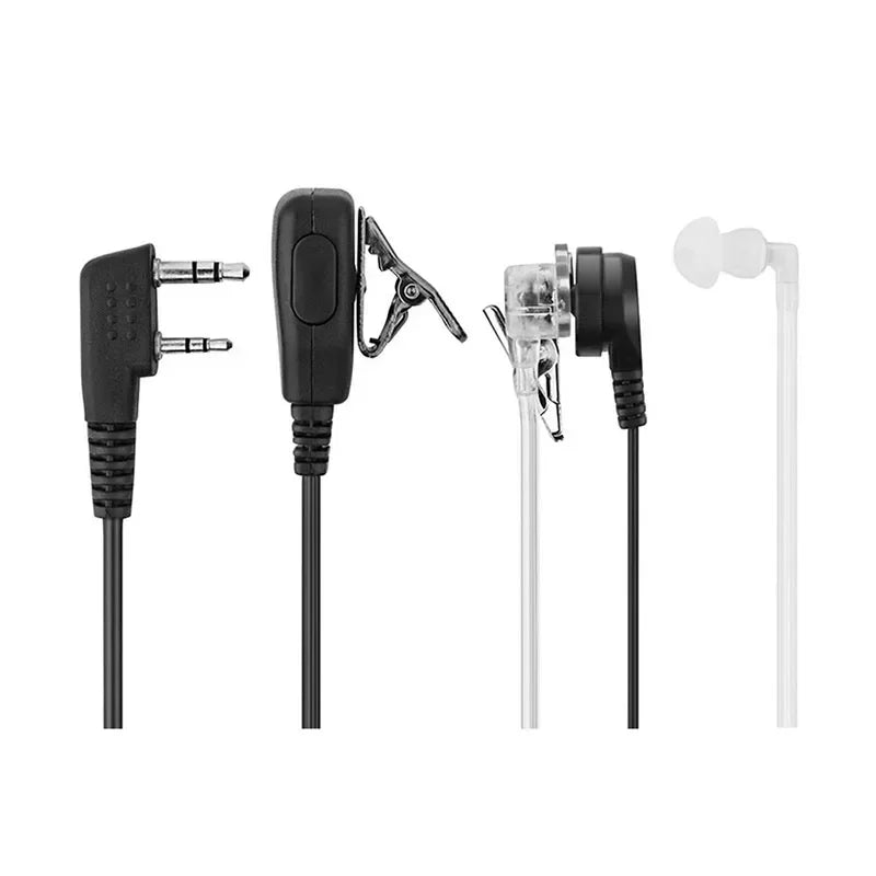 Oreillette Tactique 2 Pin PTT avec Tube Acoustique – Compatible Kenwood, Baofeng UV-5R, BF-888S
