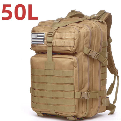 Sac à Dos Tactique MOLLE 25L/50L – Nylon Imperméable, Compatible Laptop | Randonnée, Chasse, Camping