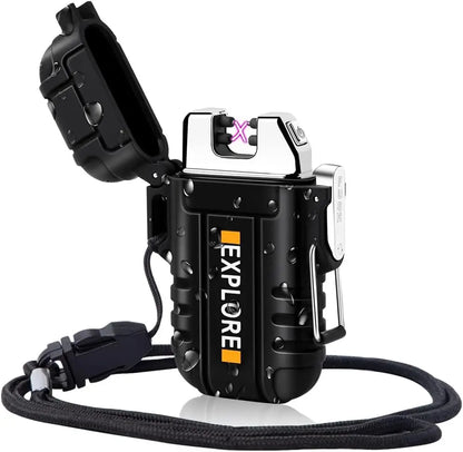 Briquet tempête électrique double arc, rechargeable USB ou gaz