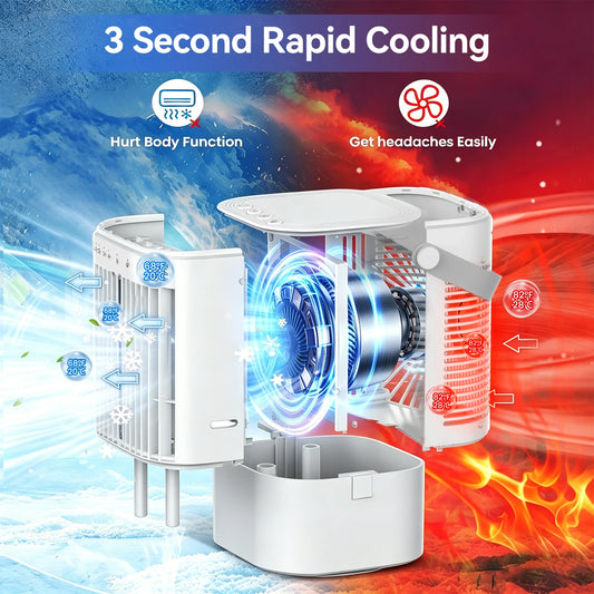 Ventilateur Portable USB avec Veilleuse 7 Couleurs – 900ml, Salon & Chambre