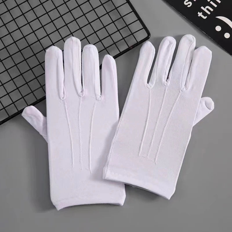 Gants blancs de cérémonie pour porte-drapeaux, lot de 2 paires