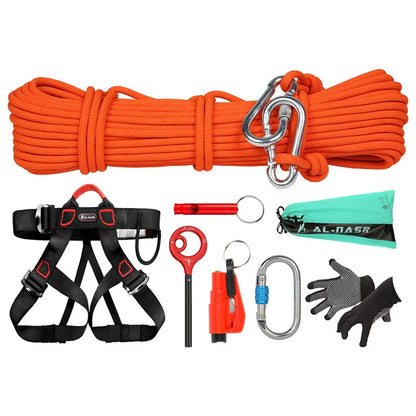 Kit Corde de Descente d’Urgence Incendie 20 m – Corde 8 mm, 8 Pièces, 4e au 6e Étage