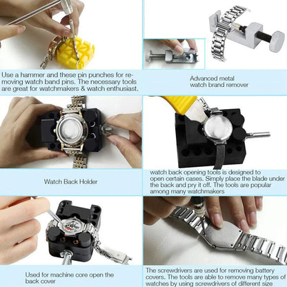 Kit d'Outils de Réparation de Montres - Outils de Remplacement de Piles, Retrait de Maillons, Ouvre-Boîtier, Gants Antistatiques - BOXUEQI BLACKBEARD OUTDOOR INDUSTRIES