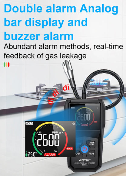 Détecteur de Fuite de Gaz Inflammable – Analyseur de Gaz Naturel, LPG, Méthane, Alcool (50000 PPM/LEL%) avec Sonde Flexible - BLACKBEARD OUTDOOR INDUSTRIES