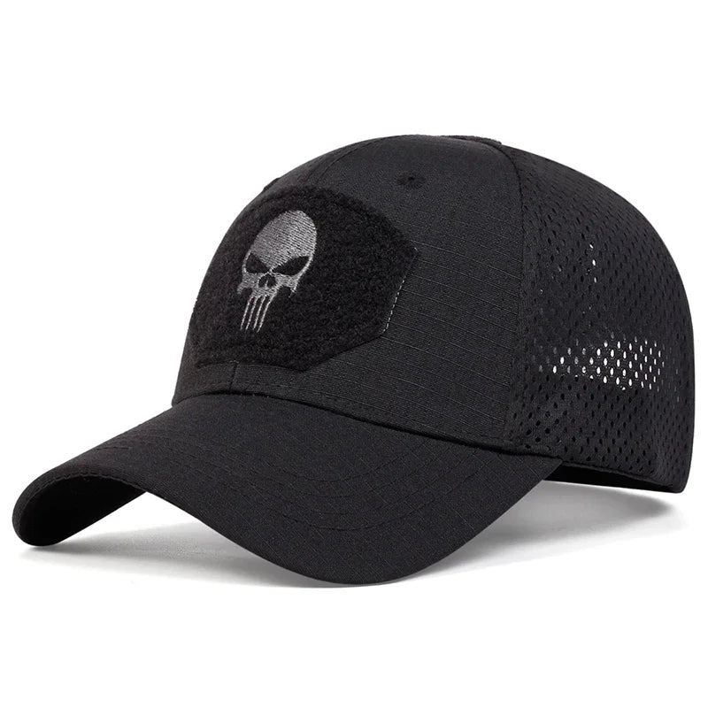 Casquette Baseball Skull Brodée – Camouflage & Uni Réglable Respirante Unisexe Outdoor
