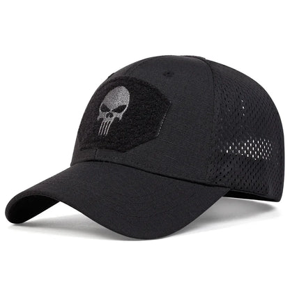 Casquette Baseball Skull Brodée – Camouflage & Uni Réglable Respirante Unisexe Outdoor
