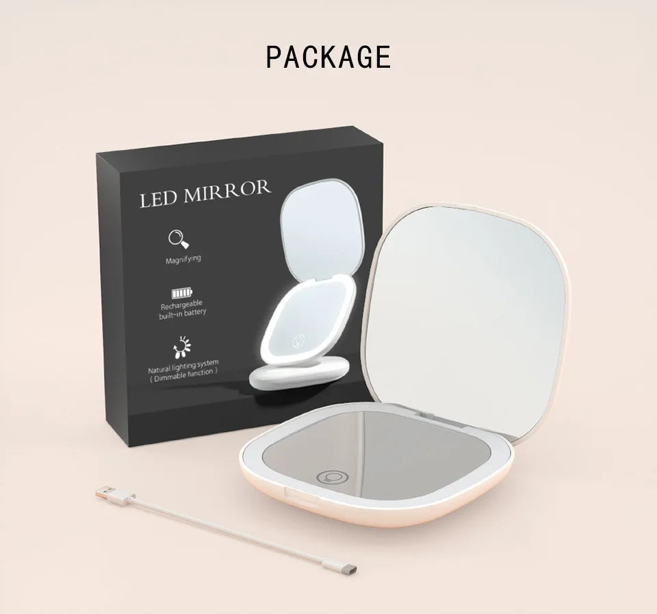 Mini Miroir de Maquillage Pliable avec LED – Grossissement 5x / 10x, Rechargeable, Miroir de Poche Compact - BLACKBEARD OUTDOOR INDUSTRIES