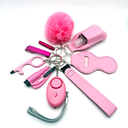 Kit porte-clés de sécurité femme 10 pièces avec dragonne