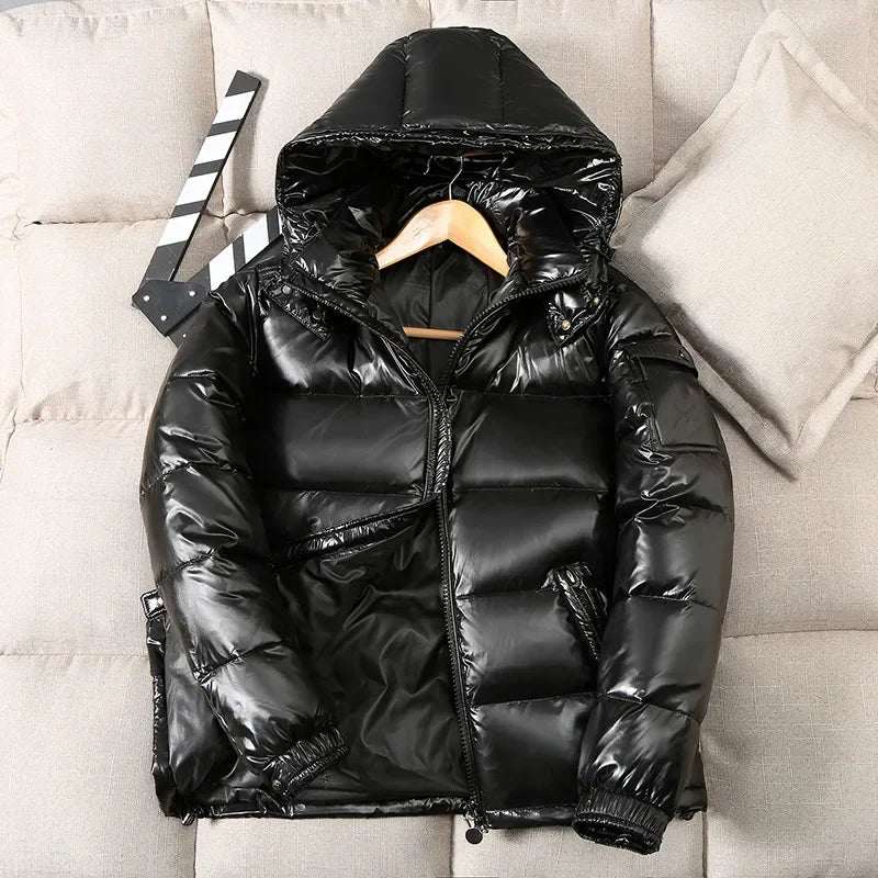 Doudoune Homme Hiver Premium – Épaisse & Chaude, Capuche, Style Luxe Brillant | XXS-XXXL - BLACKBEARD OUTDOOR INDUSTRIES