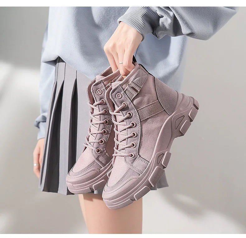 Bottines Femme en Toile – Style Désert & Moto – Hautes, Plates et Tendance – UXST - BLACKBEARD OUTDOOR INDUSTRIES