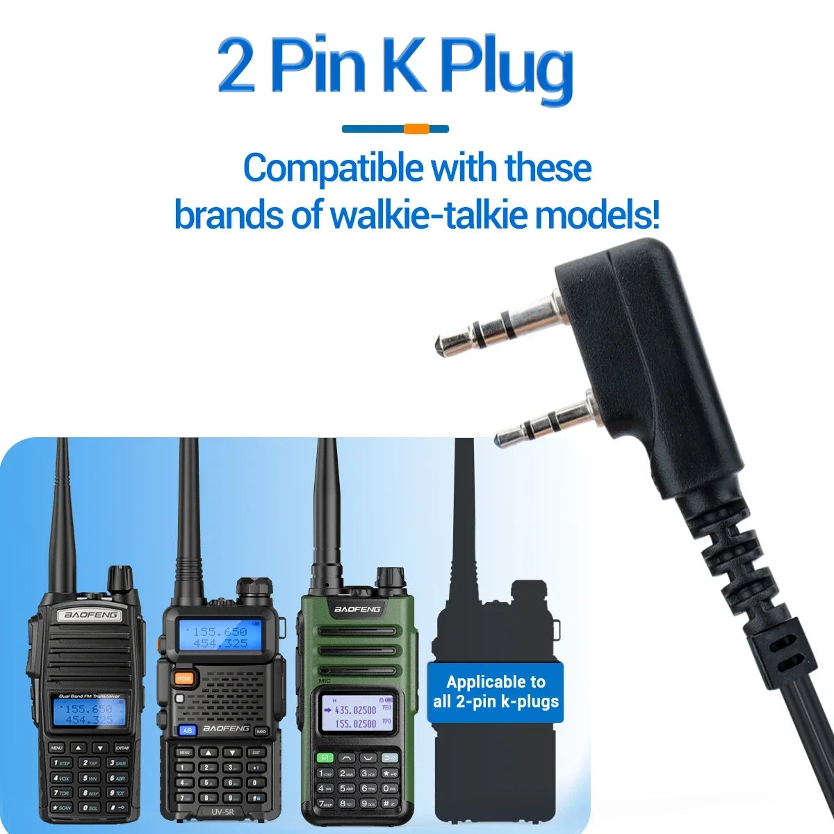 Micro-Gorge PTT Réglable Baofeng 2 Broches – Casque Talkie-Walkie Tactique