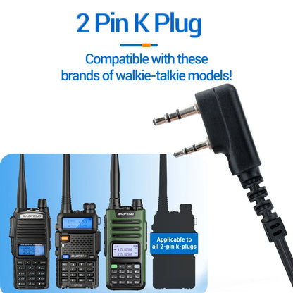 Micro-Gorge PTT Réglable Baofeng 2 Broches – Casque Talkie-Walkie Tactique