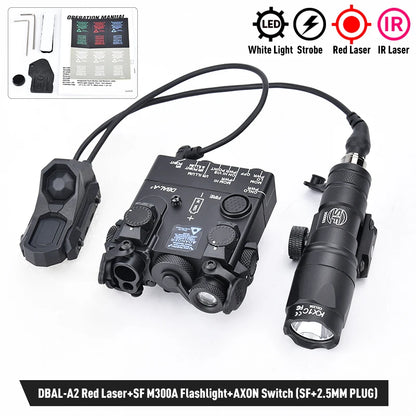 WADSN DBAL-A2 – Combo Laser IR / Rouge / Vert / Bleu + Lampe M300 / M600 + Switch AXON, Rail 20mm