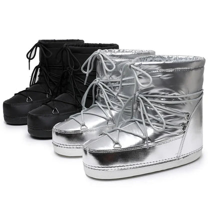 Bottines de neige femme à lacets et doublure douce