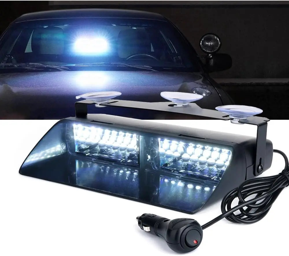 Feux Stroboscopiques LED Police – Barre Lumineuse d'Urgence 16 LED Pare-Brise 12V | 18 Modes Flash - BLACKBEARD OUTDOOR INDUSTRIES