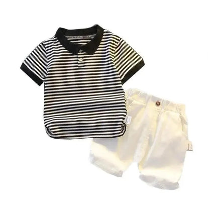 ensemble pour bébé chemise à manche courtes rayées et short uni Ma boutique