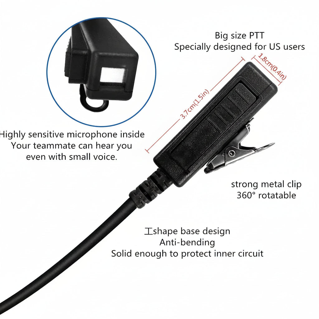 Casque PTT Tube Acoustique Motorola – Écouteur Discret HT1000, XTS2500, XTS5000, MTS2000, MTX838