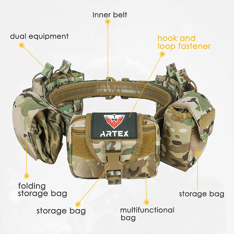Ceinture Tactique ARTEX 7-en-1 MOLLE 1000D Nylon – Kit Complet Airsoft & Duty