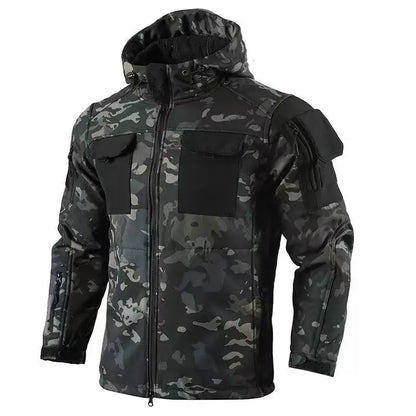 Veste Softshell Cargo Homme à Capuche - Automne/Hiver Outdoor Militaire