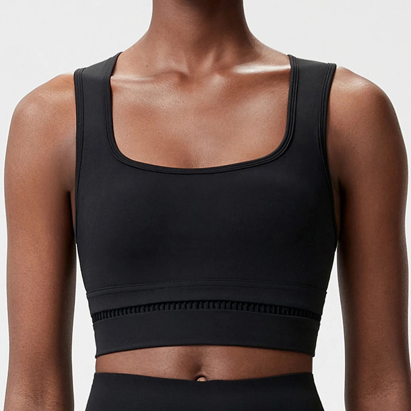 Brassière Sport Femme Col Carré – Maintien Fort, Yoga, Running, Fitness