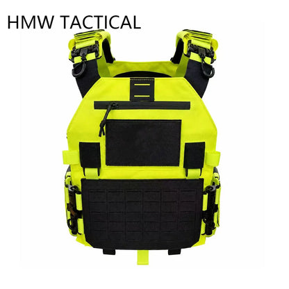 Porte-plaque tactique jaune fluo MOLLE pour sécurité privée, léger, dégagement rapide