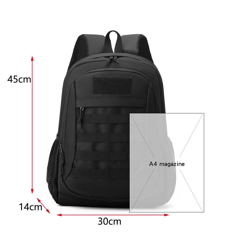 Sac à dos tactique 19l avec compartiment ordinateur, dos rembourré, noir, kaki ou camouflage