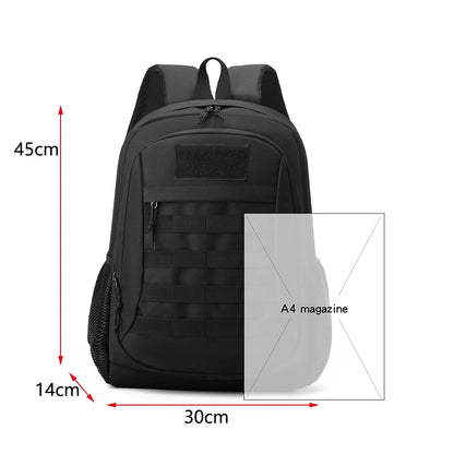 Sac à dos tactique 19l avec compartiment ordinateur, dos rembourré, noir, kaki ou camouflage