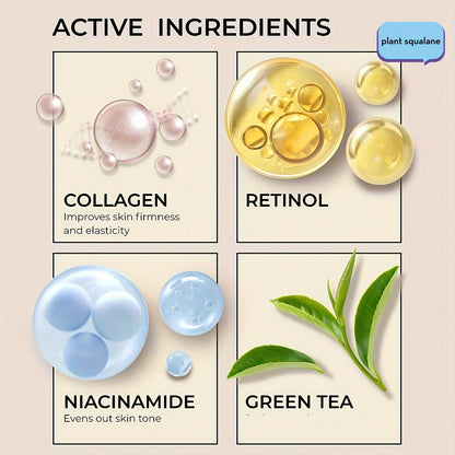 Crème Visage Niacinamide Acide Hyaluronique Collagène avec Pompe Airless - Rétinol et Cellules Souches Botaniques - BLACKBEARD OUTDOOR INDUSTRIES