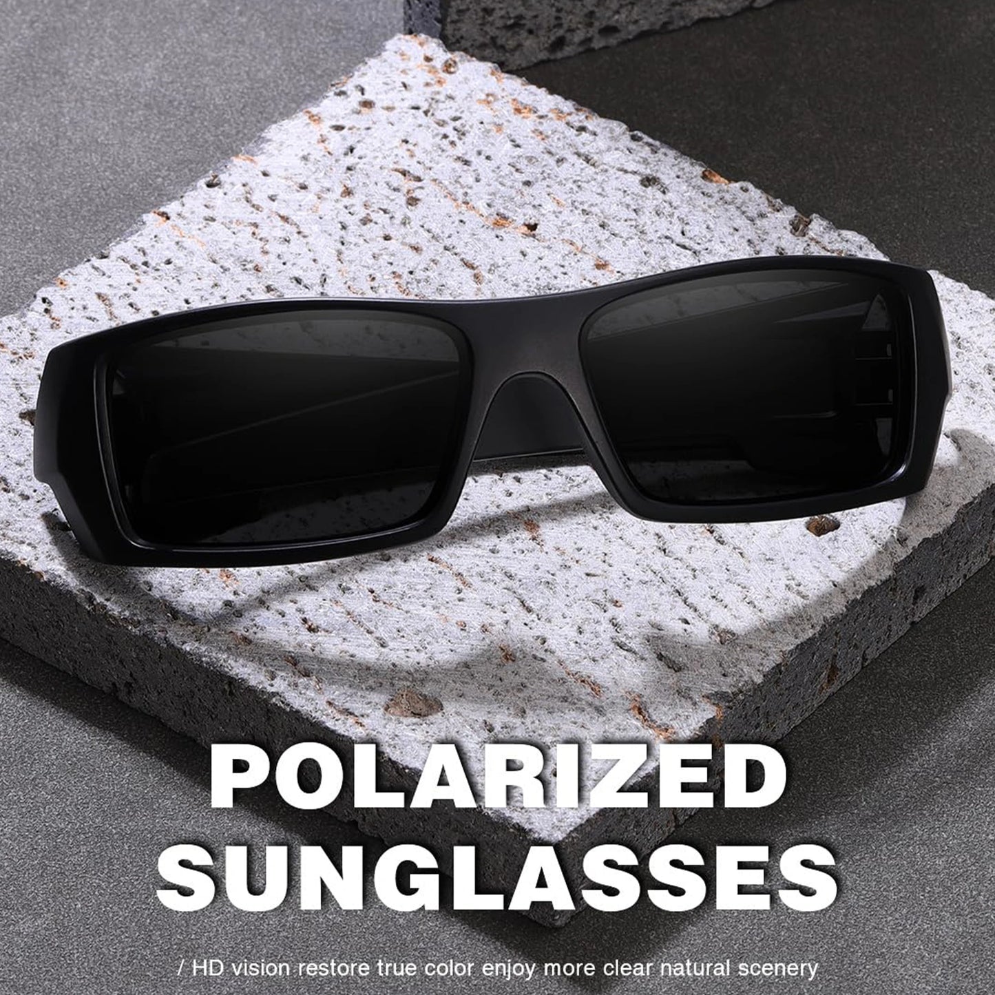 Lunettes Tactiques Polarisées UV400 – Rectangulaires Anti-Reflets | Airsoft, Terrain & Outdoor