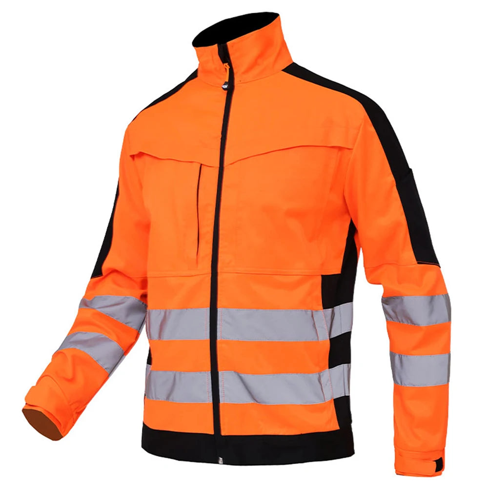 Veste et Combinaison Haute Visibilite Imperméable Bandes Reflechissantes – Tenue de Securite Professionnelle Hiver pour Agents de Securite, Gardiens et Personnel de Terrain (S a XXXL, Orange / Jaune)