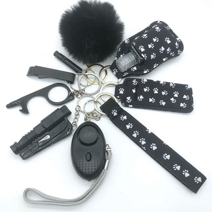 Kit porte-clés de sécurité femme 10 pièces avec dragonne