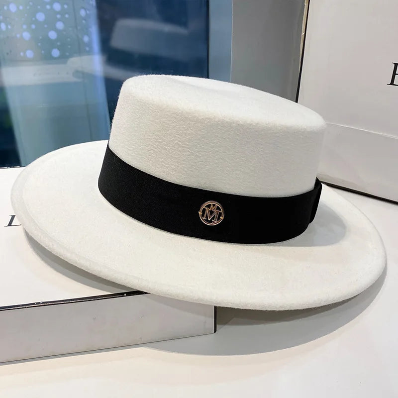 Chapeau fedora femme à bord plat et ruban